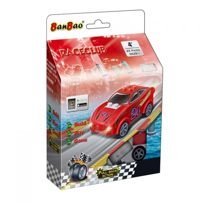 Blocos de Montar Race Club - Carro Racing Vermelho 22 Peças - Banbao
