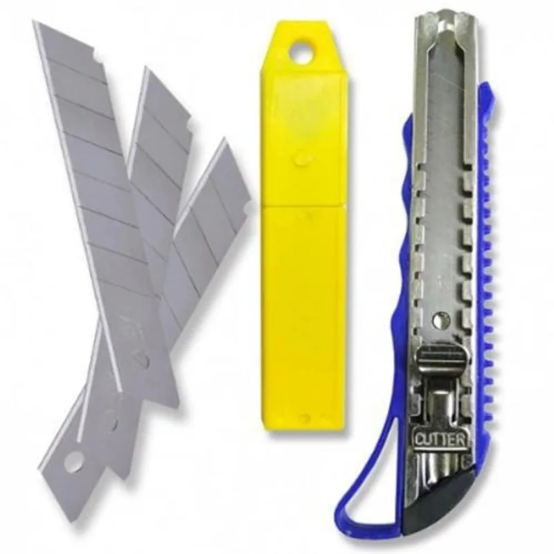 Estilete Profissional 18Mm Com Trava Em Metal + Laminas