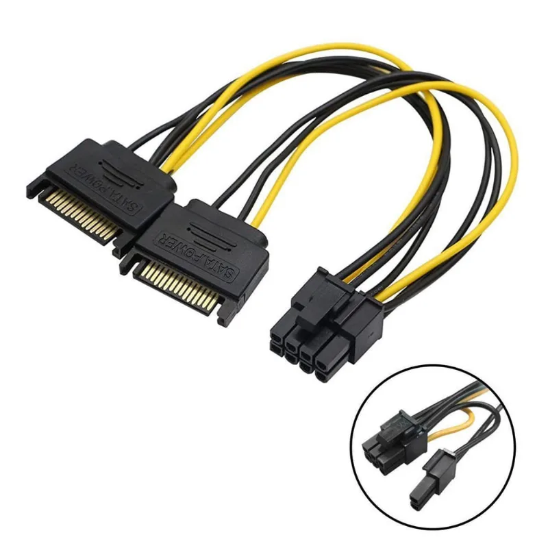 Cabo Adaptador Dual Sata Para Pci-E 8 Pinos Placa De Vídeo