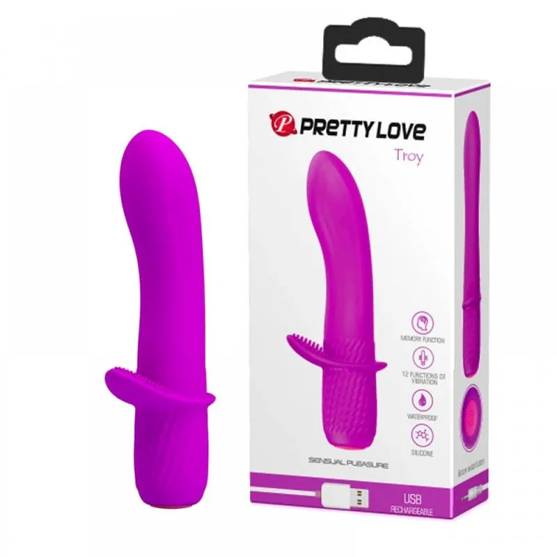 Mini Vibrador Recarregável com 12 Modos de Vibração Troy Pretty Love