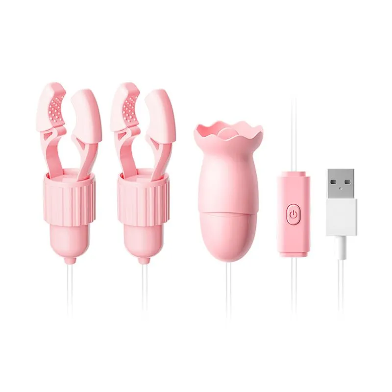 Prendedores de Mamilos de Pressão com Mini Cápsula Vibratória e Capa com Língua 12 Modos de Vibração