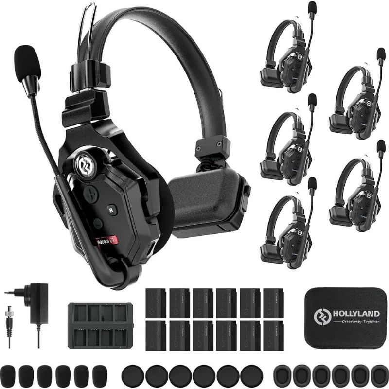 Sistema Intercomunicação dect Hollyland Solidcom C1-6S Wireless Full-Duplex com 6x Headsets
