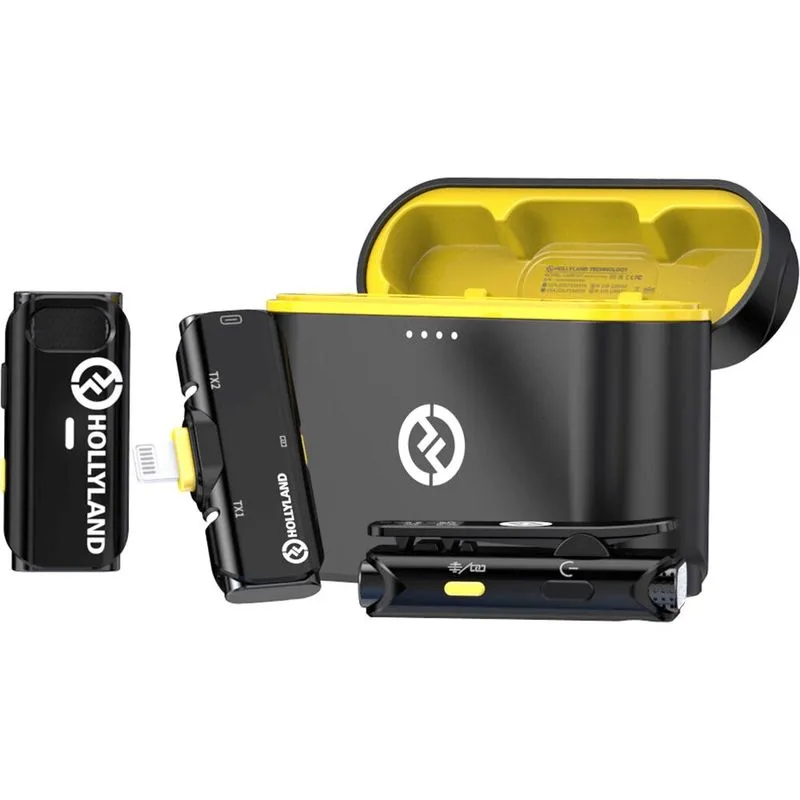 Sistema Microfone Sem Fio Hollyland lark C1 duo Wireless 2 Pessoas Conector Lightning ios