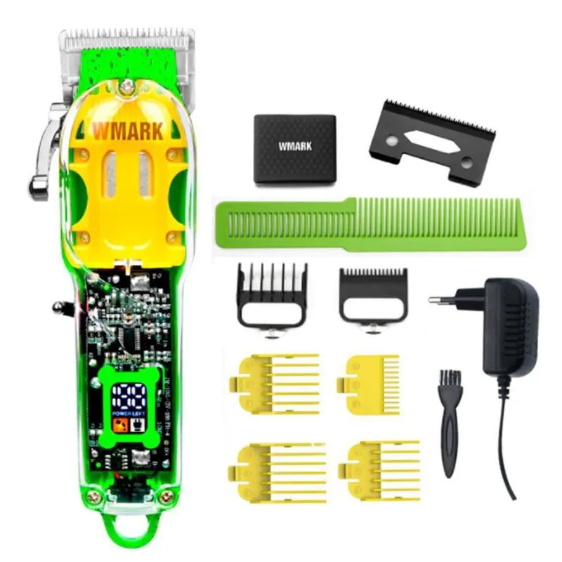 Aparador Wmark NG-308 2600mAh Verde Bivolt Display Digital 240min Autonomia Lâmina 440C Maquina De Cortar Cabelo Transparente Wmark Ng308 Verde