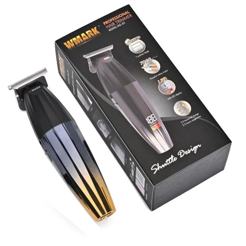 Máquina de Acabamento Wmark NG311 1800mAh Inox Profissional Lâmina T 0,1mm 7000 RPM LED Maquina De Acabamento Wmark Ng 311 Barba Pelos Profissional