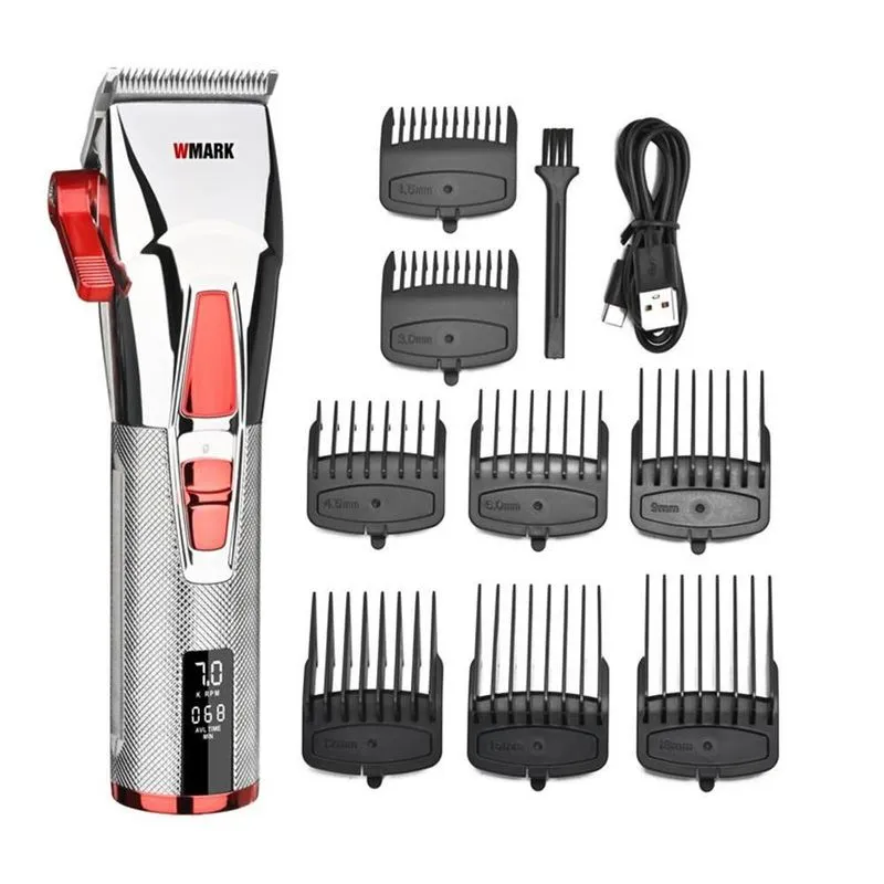 Máquina de Cortar Cabelo Wmark NG2036 2000mAh Lâmina 440C+Cerâmica 6000-7000rpm USB-C 8 Pentes Maquina De Cortar Cabelo Wmark Ng 2036 Display Profissional