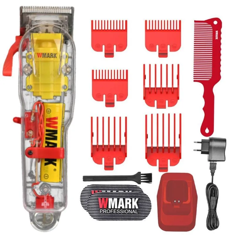 Máquina de Cortar Cabelo Wmark NG108 Pro 2200mAh Transparente Bivolt Profissional Sem Fio Aço Inox Maquina De Cortar Cabelo Wmark Ng108 Pro Profissional