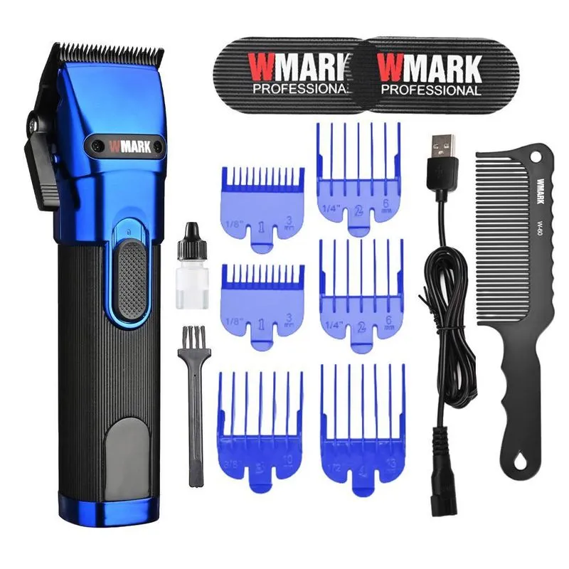 Máquina de Cortar Cabelo Wmark NG121 2000mAh Azul/Preto 6500-7000rpm Lâmina Cerâmica USB Maquina De Cortar Cabelo Wmark Ng121 Display Led