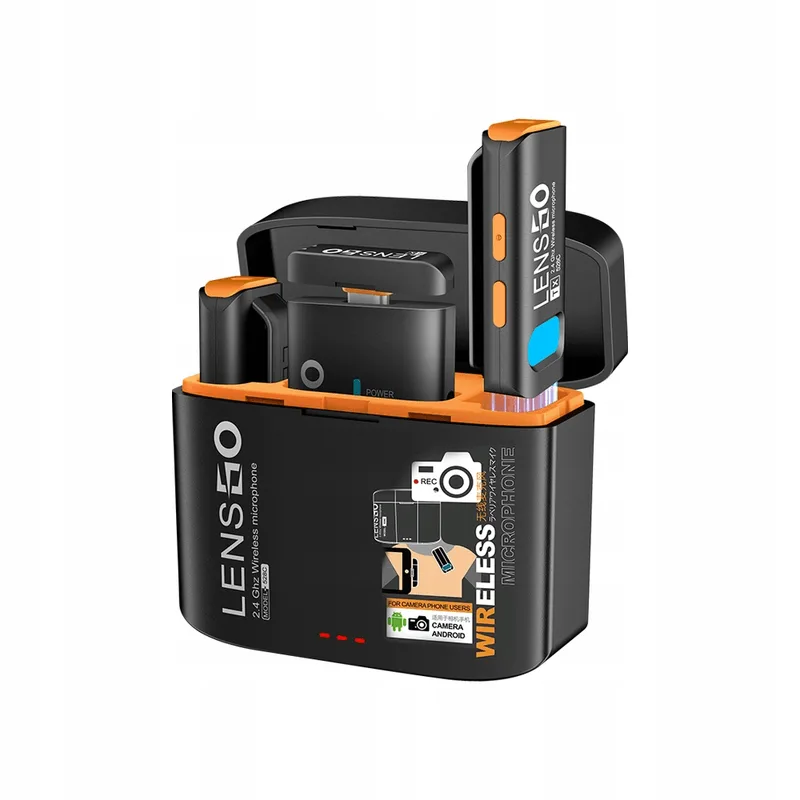 Sistema Microfone Duplo LensGo 528C Wireless TRS/USB-C para Câmeras e Smartphones