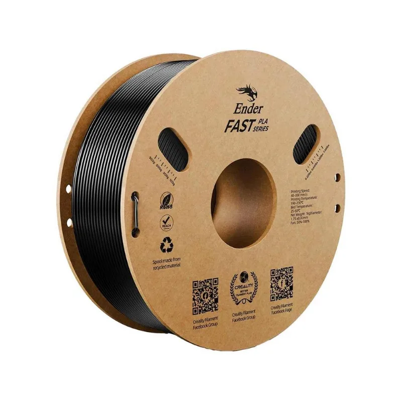 Filamentos Ender Fast Pla Creality Para Impressora 3d Preto 1kg 1.75mm