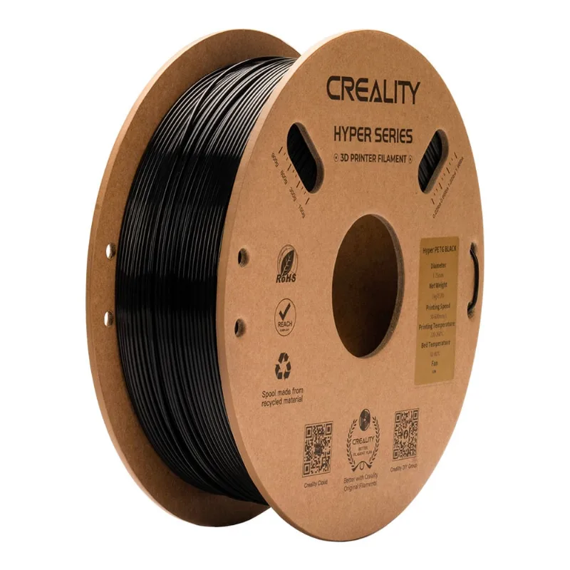 Filamento petg para Impressora 3D Creality Hyper petg 1 Kg/Rolo 1.75 mm Preto
