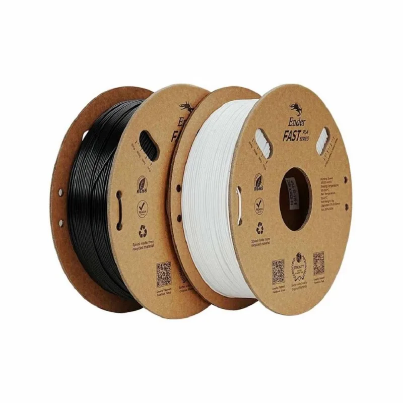 Filamento 1,75mm Ender Fast PLA Kit Com 2kg Branco E Preto Para Impressora 3D 3301010395 Creality