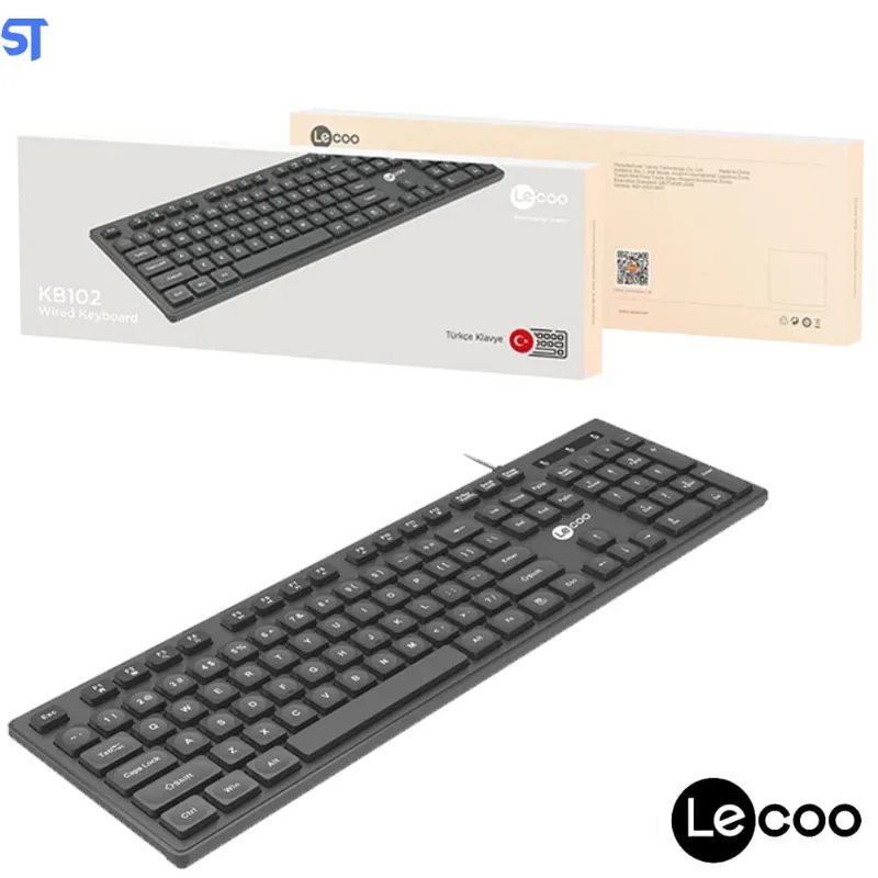 Teclado USB Preto abnt Lenovo Lecoo KB102
