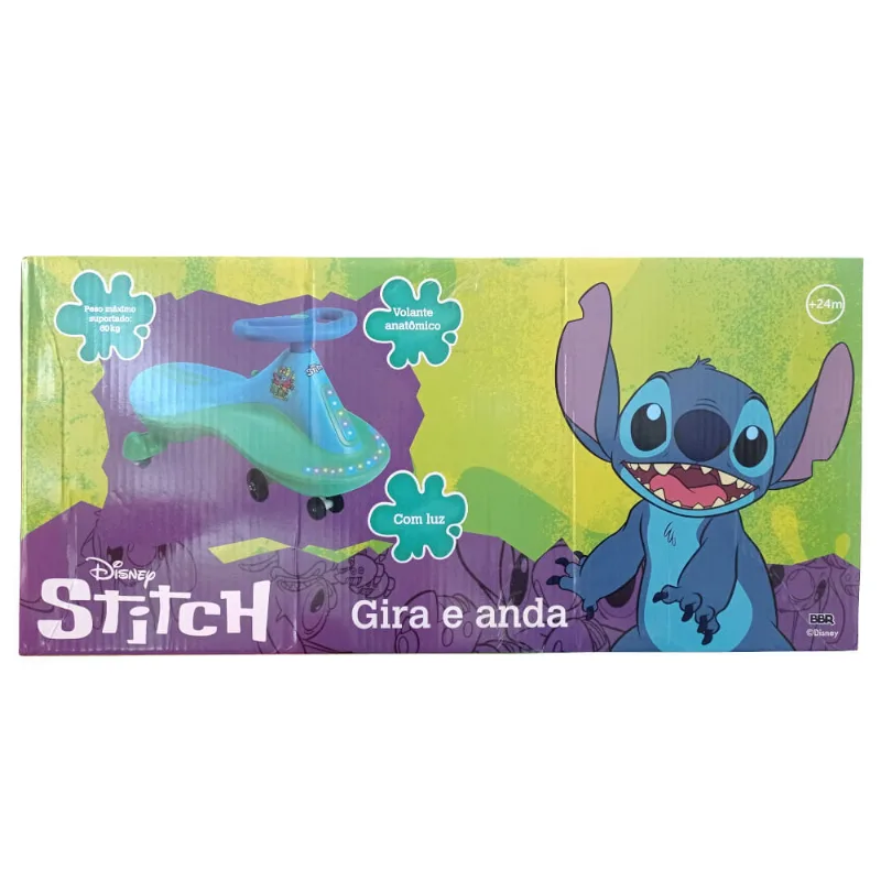 Carrinho Gira e Anda com Luz - Disney Stitch HONGYAO