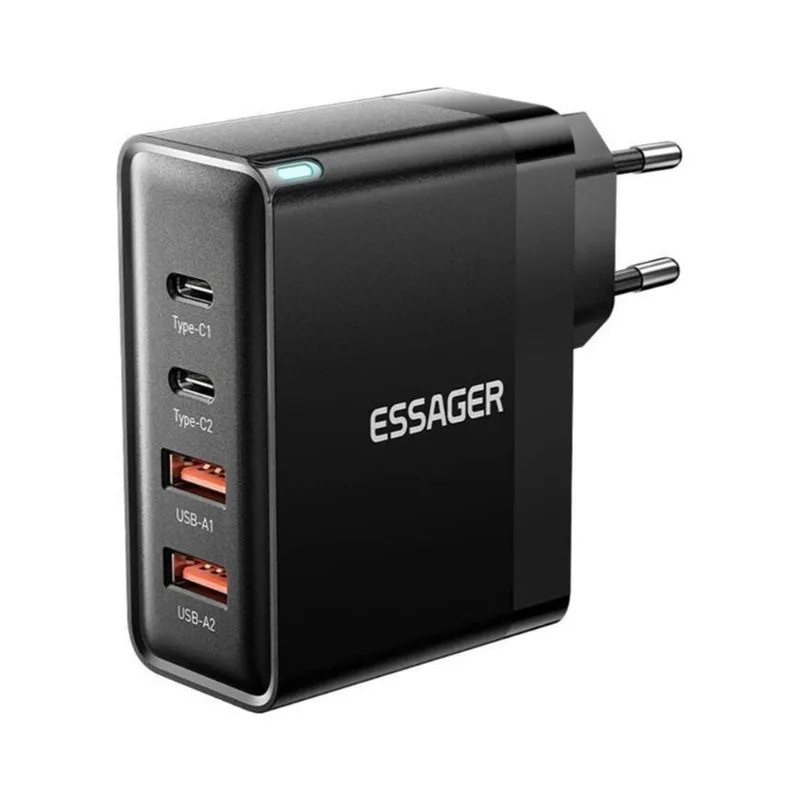 Carregador de Viagem Essager 100W GaN USB/USB-C Preto