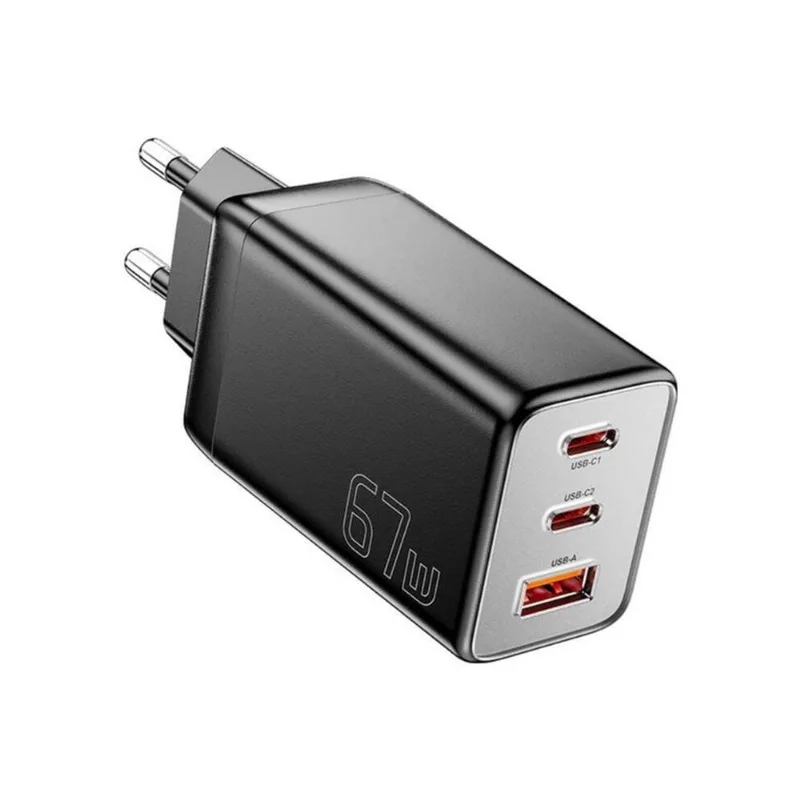 Carregador de Viagem Essager 67W GaN USB/USB-C Preto