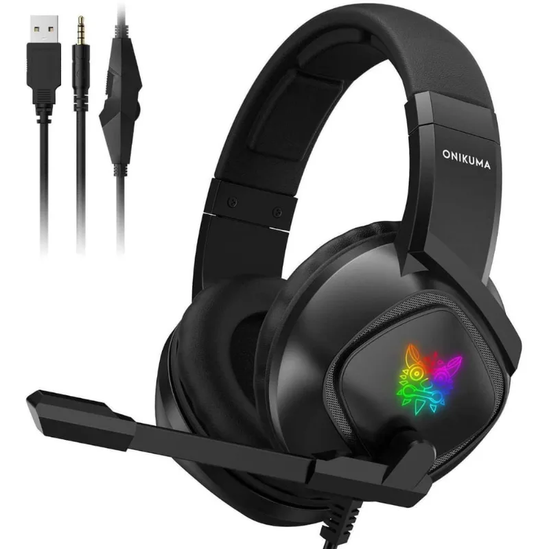 FONE HEADSET C MICROFONE LED RGB P3/2P2 USB PARA LEDS ONIKUMA PRETO