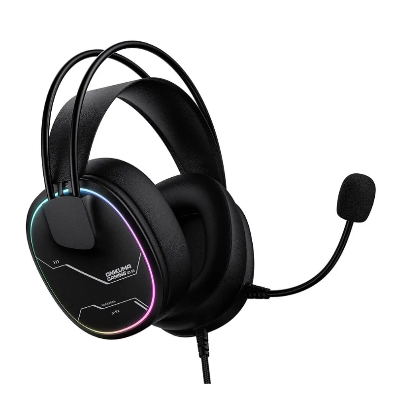 Auricular Gamer Onikuma X91 Micrófono Flexible HD Luz RGB (Negro)