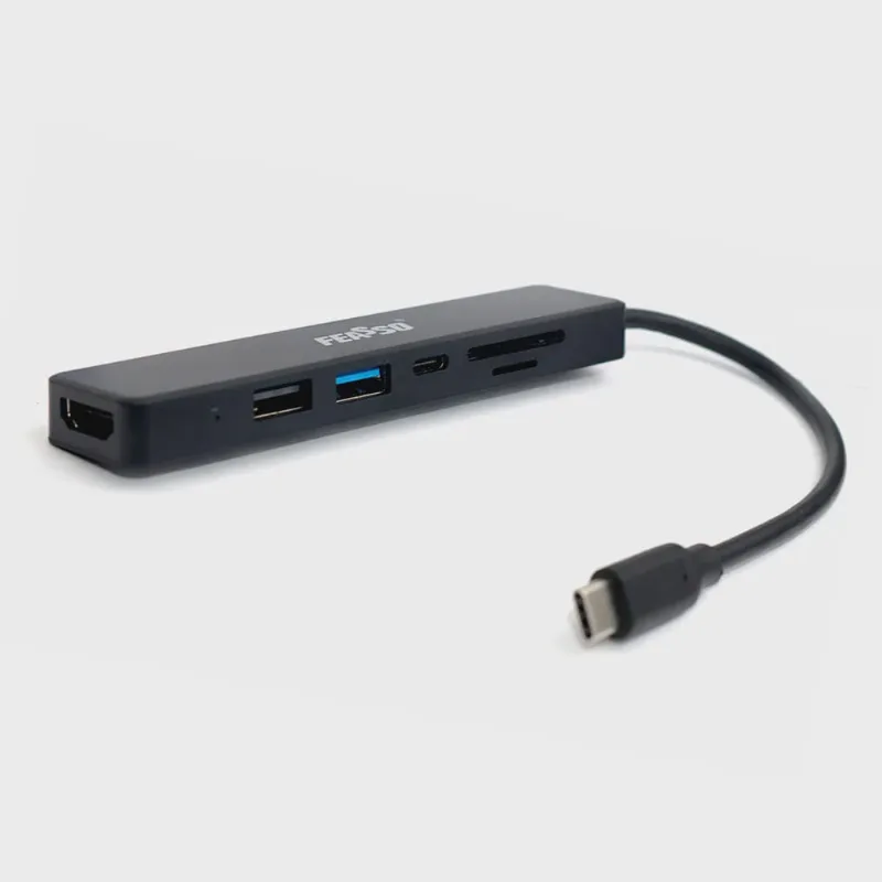 Hub USB Type C para hdmi 4k Adaptador USB 2.0 e 3.0 Cartão Micro sd e sd para Samsung dex pc Notebook Feasso F-TPC7