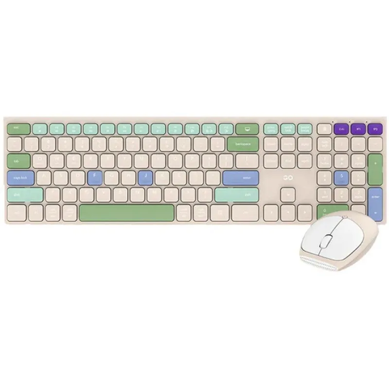 Kit Teclado e Mouse Fantech sem Fio Go Pop Silent WK895 Bege