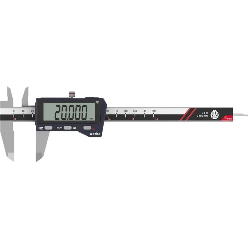 Paquímetro Digital 0~150mm-0~6'' Res. 0.001mm-0.00005'' Ip67 Bluetooth Werka 2230-150w