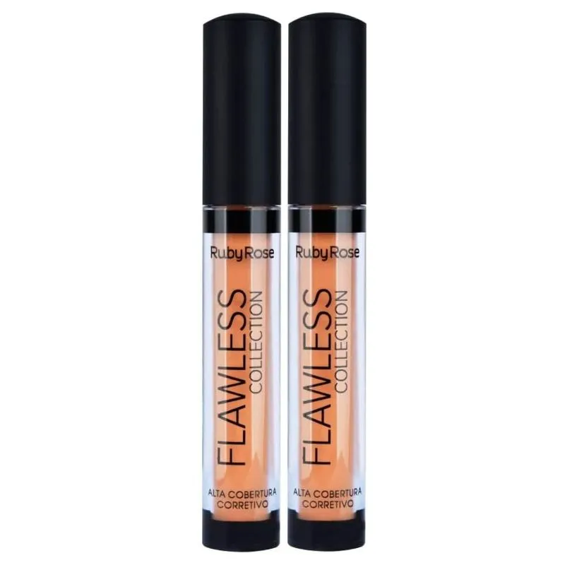 Kit 2 Corretivo Alta Cobertura Ruby Rose Flawless Collection Chocolate HB8080CH1