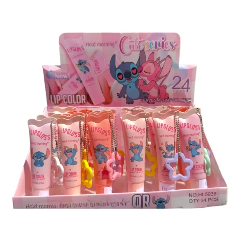 Lip Gloss Stitch Com Chaveiro Estrela Brilho Labial
