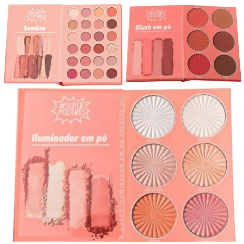 O Livro Da Beleza, Paleta Sombras, Iluminador E Blush – Make Completa E Alta Pigmentação
