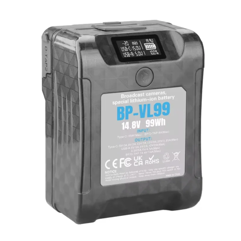 Bateria V-Mount Mamen BP-VL99 Mini 99Wh / 14.4V Saídas D-Tap, USB e USB-C