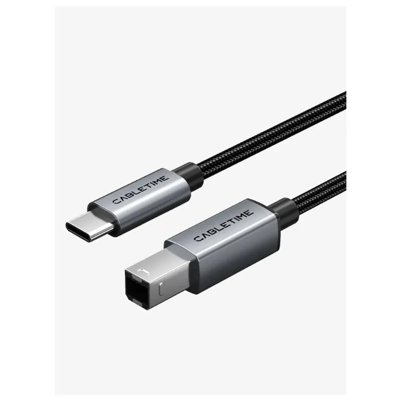 CABLETIME Cable USB-C a USB-B 2.0 2mtrs 480Mbps para Impresoras Audio - CA16L