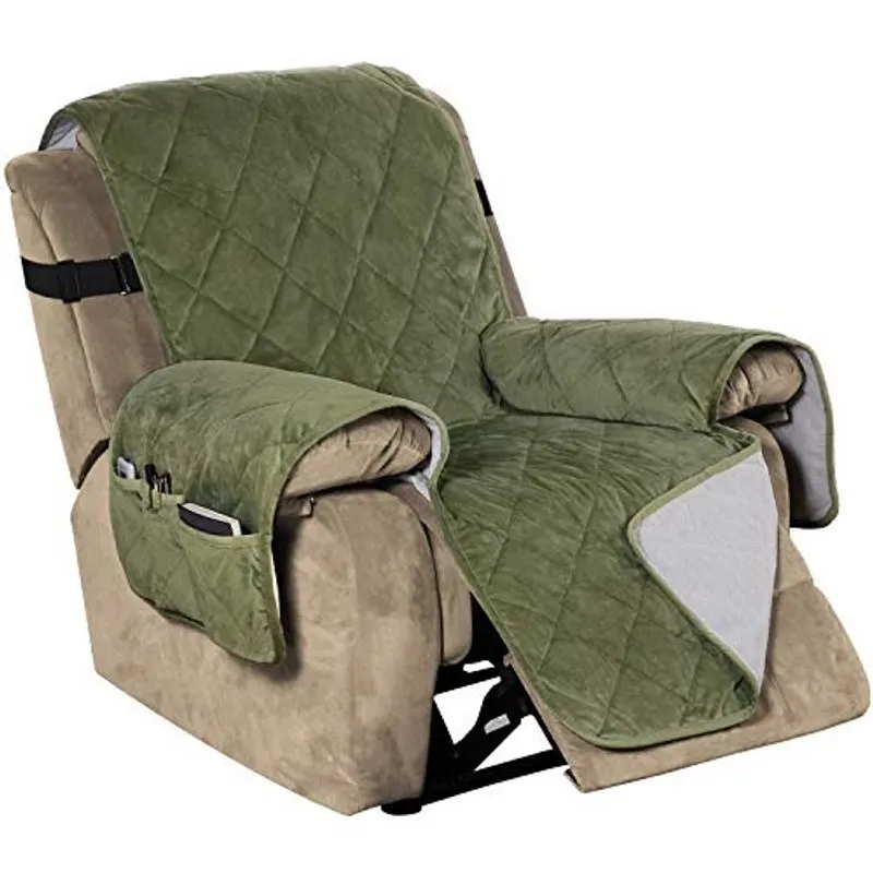 Flamingo P Reclinável Cobre Veludo Slip Resistant Recliner Sofá Slipcover Seat Largura do Assento Até 28 Protetor de Móveis do Sofá com 2 Tampa Reclinável de Alças Elásticas - Loden