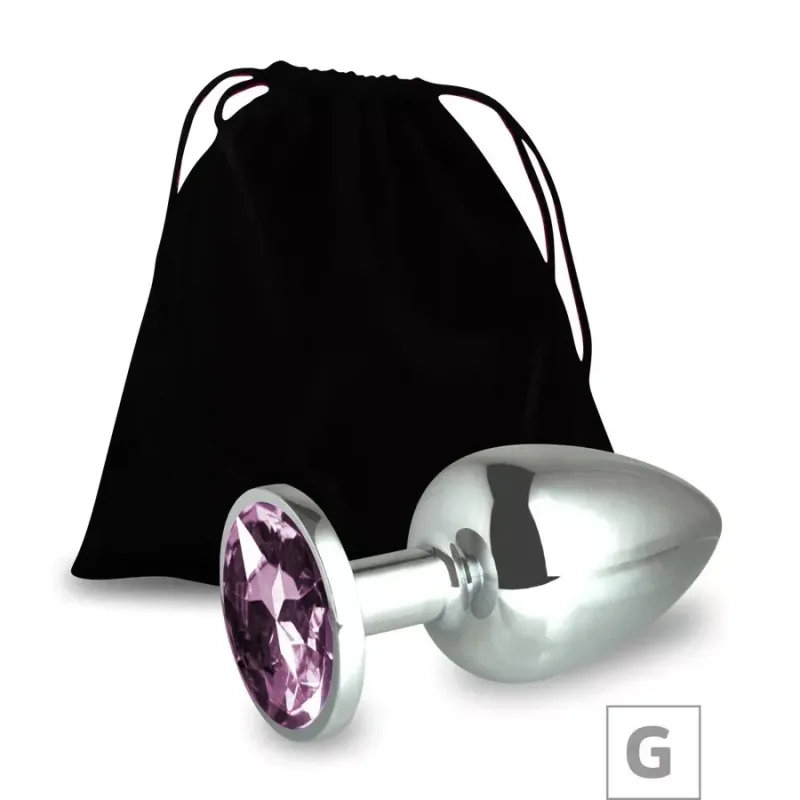 PLUG ANAL DE METAL COM PEDRA ROSA GRANDE GENERAL IMPORT