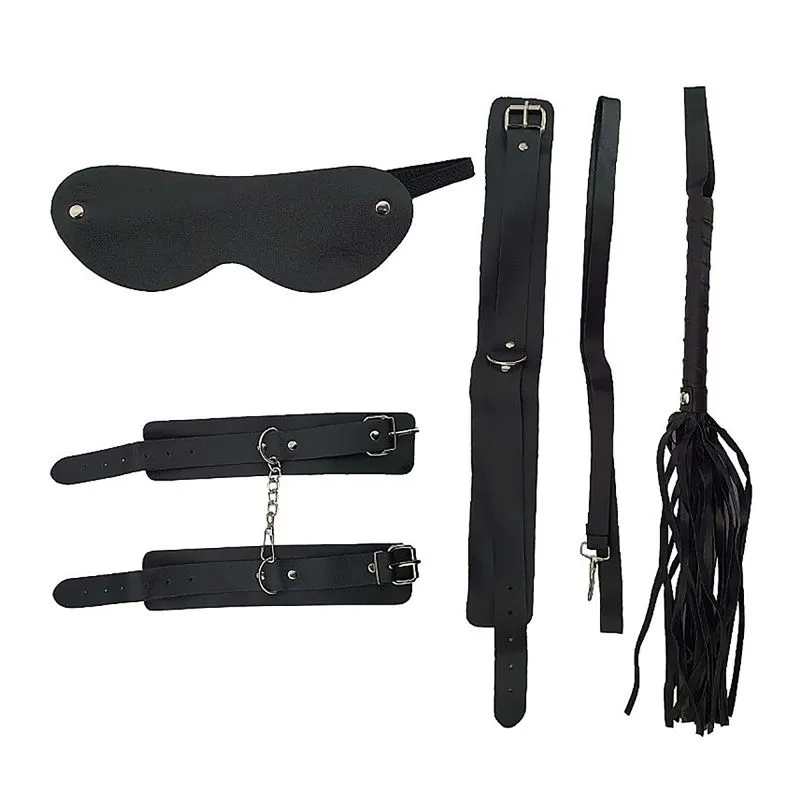 Kit Sado Erótico Bondage 2 com Algema, Venda, Chicote Coleira, Corda Sexy Import
