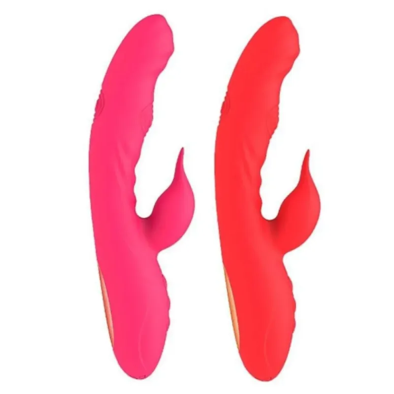 Vibrador Potente de Ponto G e Clitóris com Batidinhas - Dino G - Vermelho - 8009