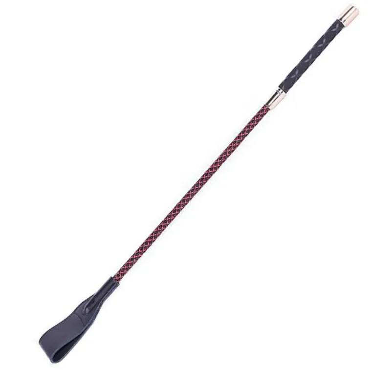 Chibata de Luxo Ponta de Couro - BDSM - 54 cm - Preto com Vermelho - 8058