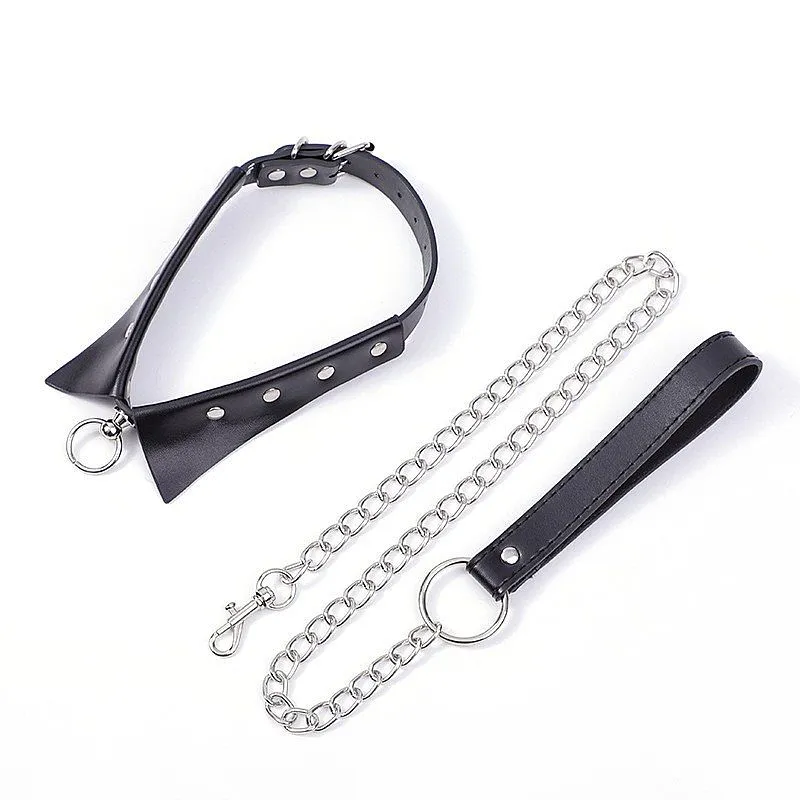 8066 CHOKER DE COURO COM GUIA