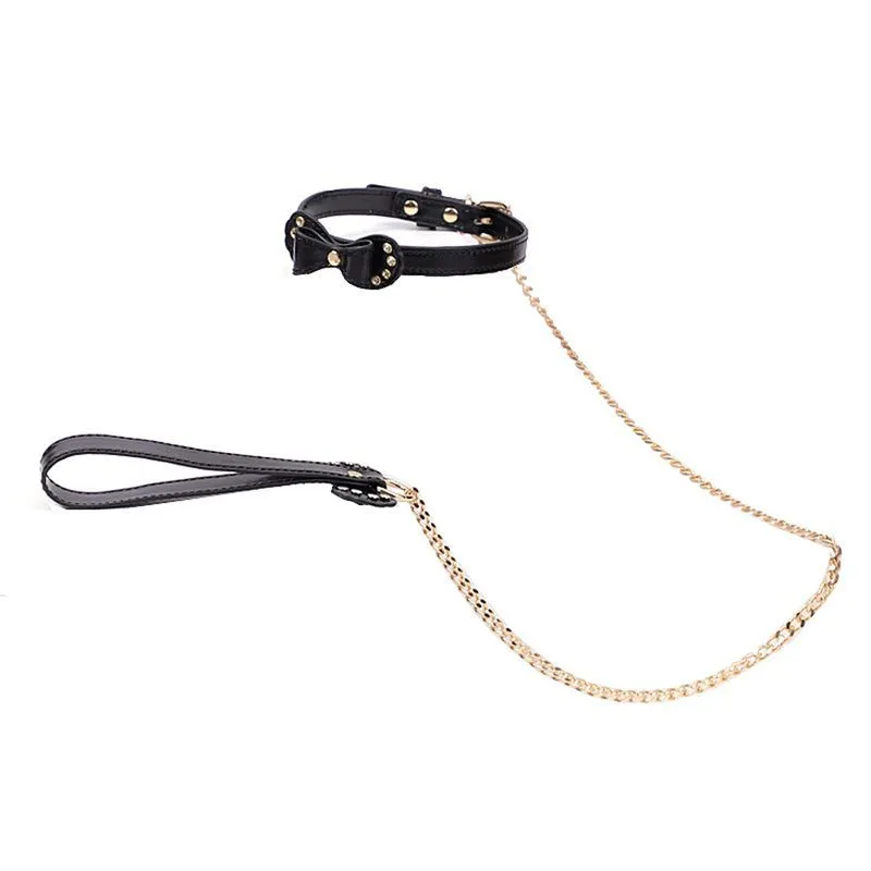 Coleira com Guia de Corrente para Fetiche Sexy Import Fetich Bondage Coleira com Guia de Corrente Luxo Sexy Import
