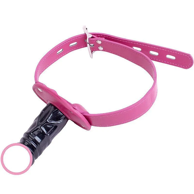 Mordaça de Couro Com Plug Formato de Pênis Sexy Import