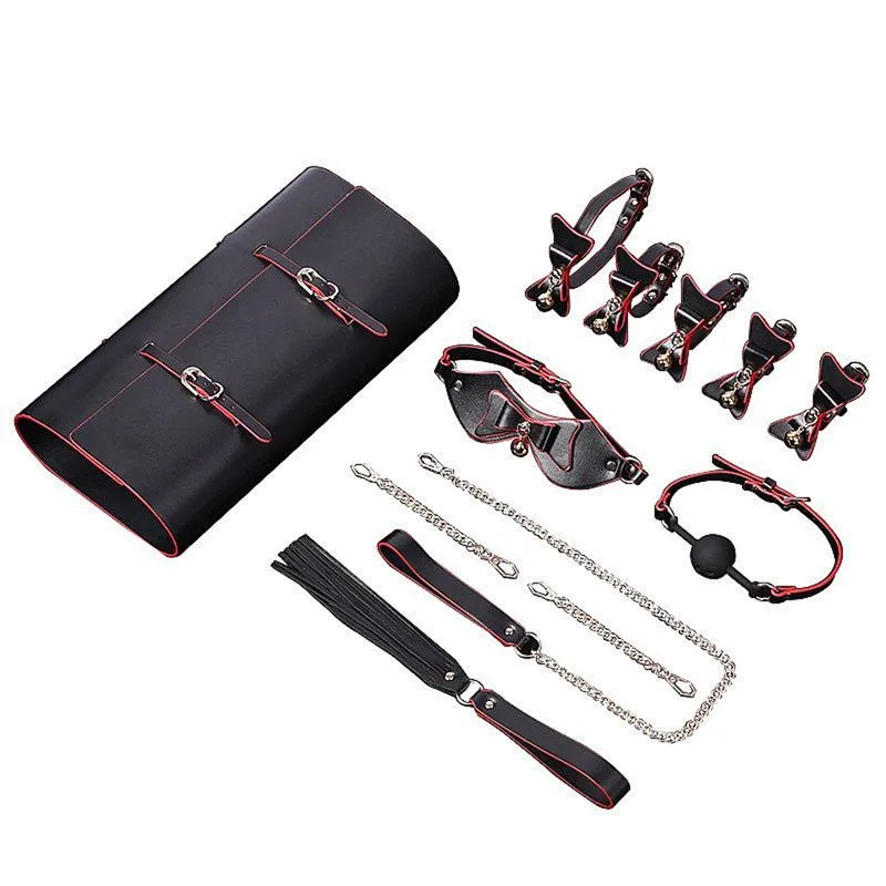 Kit Bondage Algema para Pulso e Pescoço com Mordaça Luxo Sexy Import
