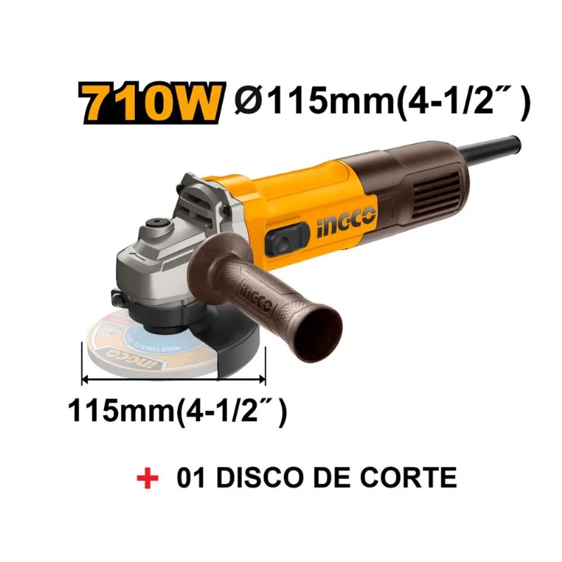 Amoladora Angular 710W 4 1/2 INGCO AG7118