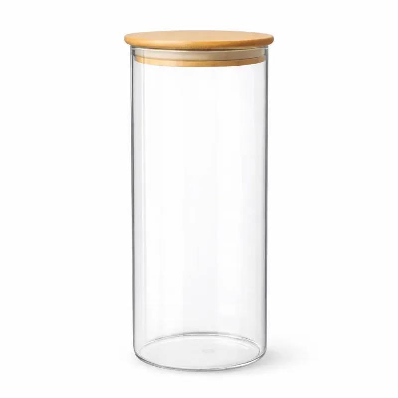 Pote hermético Vidro Borossilicato com tampa de Bambu 1750ML