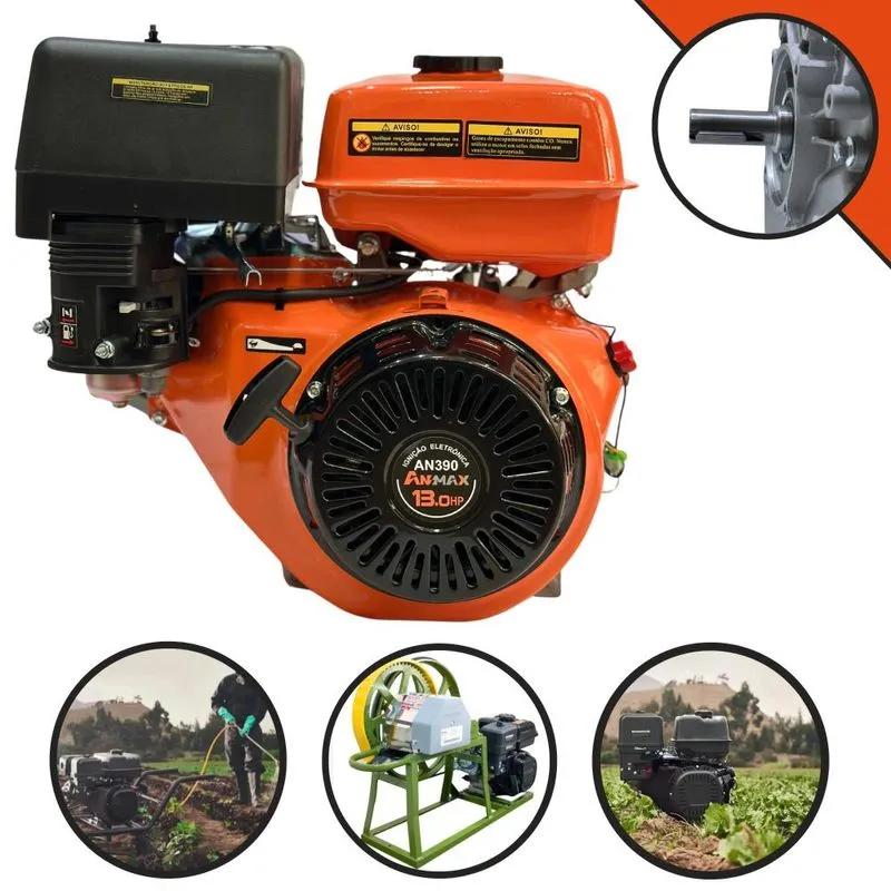 Motor Estacionário À Gasolina An390 Anmax 389cc 13hp 4t Alta Rotação E Performance Partida Manual Para Rabetas De Barcos E Karts