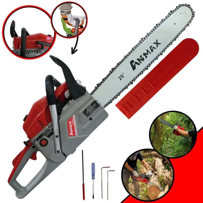 Motosserra Anmax Cs5800a À Gasolina 2t 58cc 3,1hp Sabre 20'' Ponta Rolante Profissional