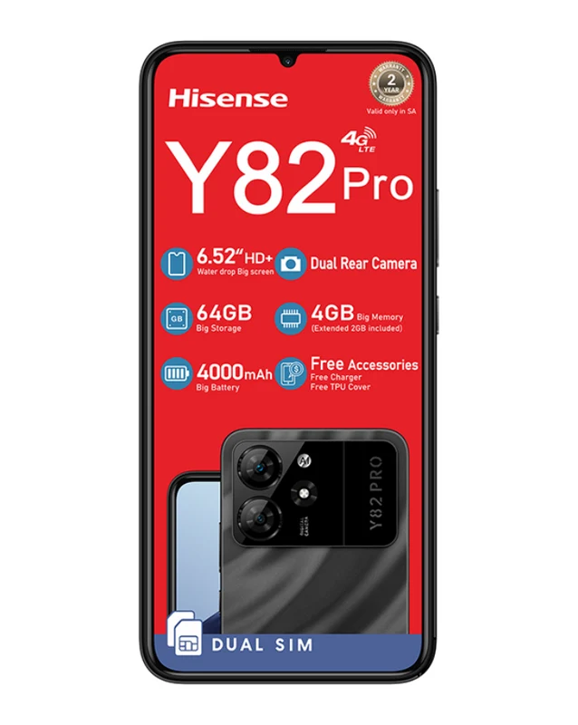 Y82 Pro 64GB 4G Dual Sim Black Cellphone Vodacom / Dual Sim / Yes
