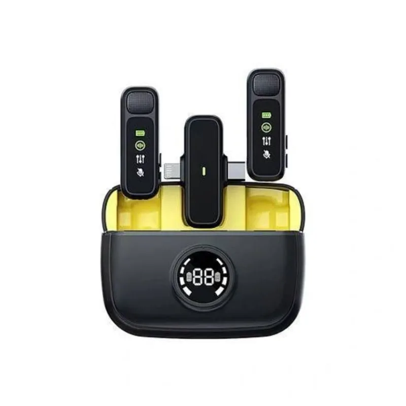 Microfone de Lapela Dual USB C Lightning Preto WIWU