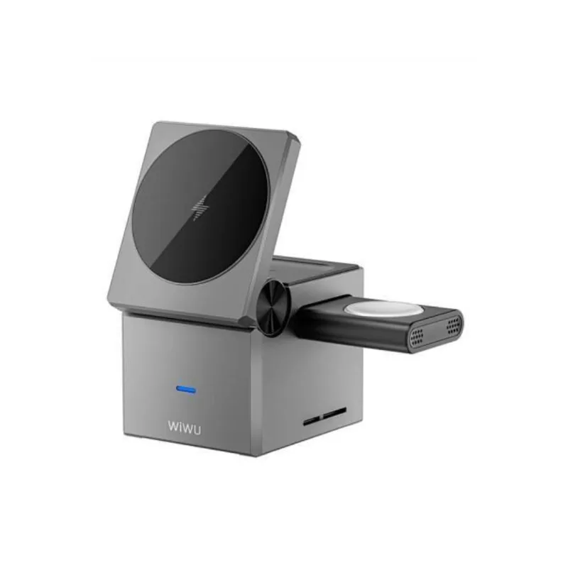 Carregador Magnético 3 em 1 Small Square 15W Cinza Wiwu