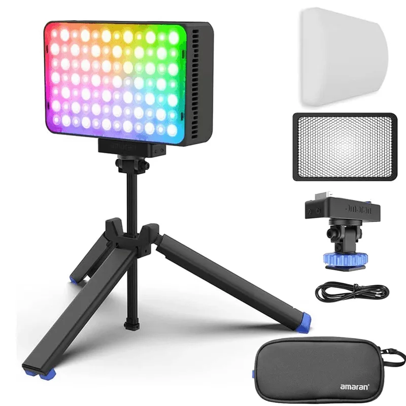 Kit Painel LED Amaran Ace 25c RGB Full Color 25W Light RGBWW com Tripé e Difusor (Charcoal)