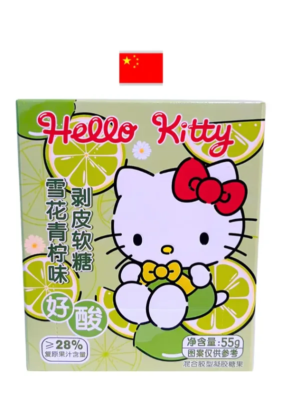 GD BALA DE GOMA LEMON 55g HELLO KITTY - Bala sabor limão. Origem: China