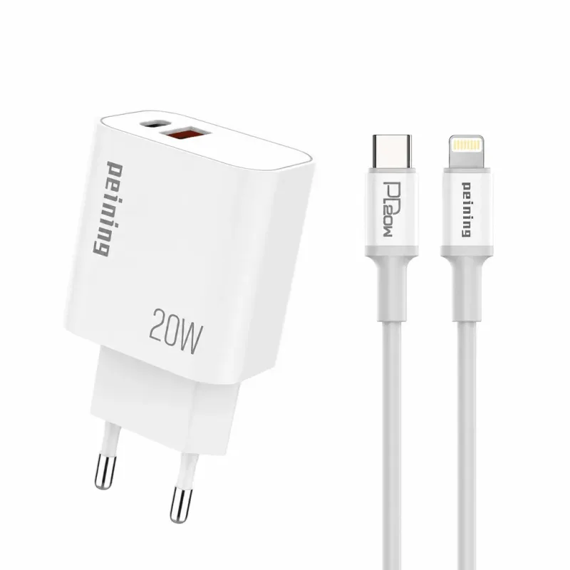 Kit Carregador 20w + Cabo USB-C / Lightning Para IPhone PEI-PD002-4 - Peining