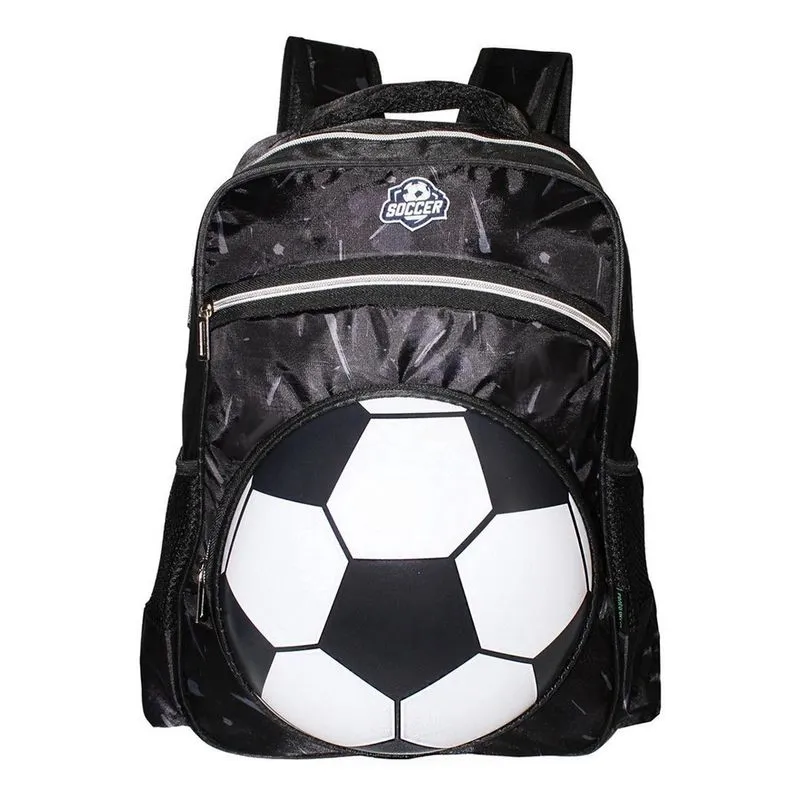 Mochila Infantil Bola De Futebol Alto Relevo 3D Costas Escol